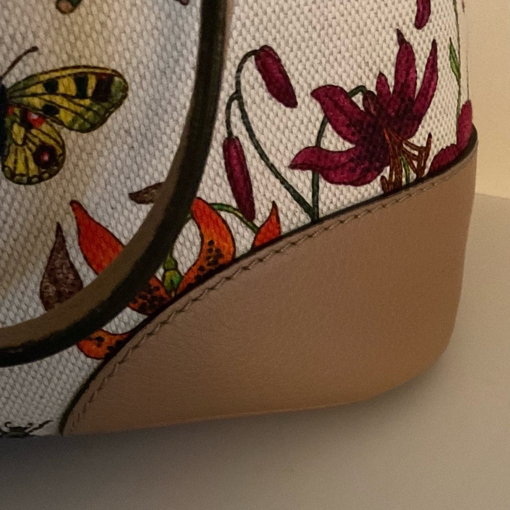 Gucci Floral Canvas Tote with Pink, Blue, Purple, Green, Yellow Accents - Picture 12 of 16